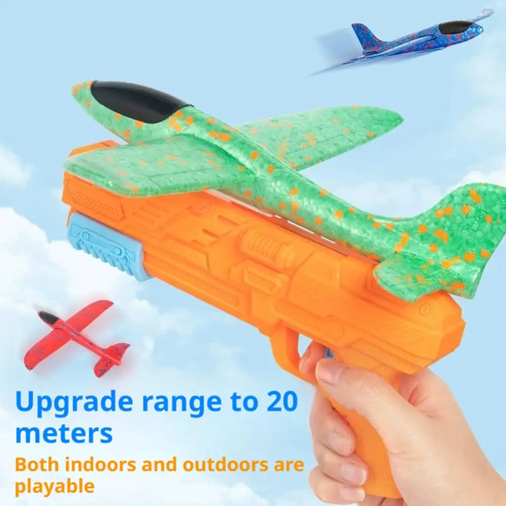 Outdoor Catapult Plane Toy for Kids One Click Ejection Foam Glider Airplane Shooting Game Sports Toys Gift for Boys Girls