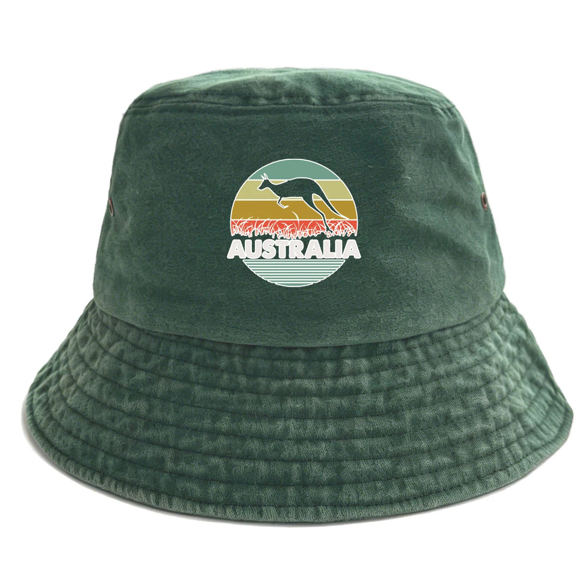 "AUSTRALIA" Kangaroo Printed Bucket Hat Trendy Simple Summer Hip Hop Fishing Hat For Gifts Unisex Outdoor Accessory Travel Hat