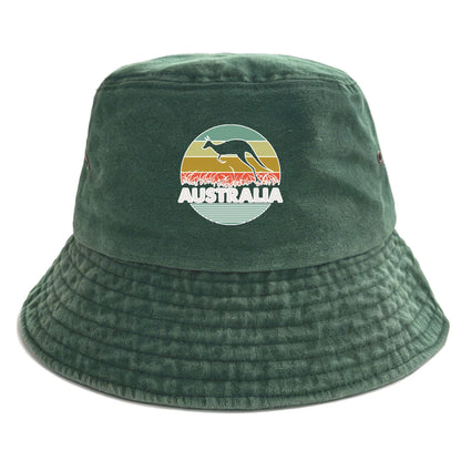 "AUSTRALIA" Kangaroo Printed Bucket Hat Trendy Simple Summer Hip Hop Fishing Hat For Gifts Unisex Outdoor Accessory Travel Hat