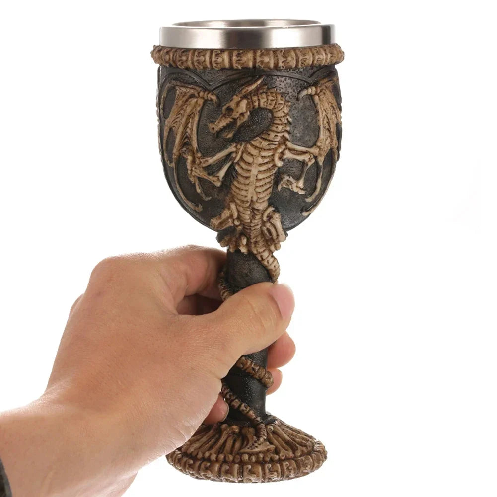 Viking Wood Style Beer Mug, Simulated Wooden Barrel Double Wall Metal Insulated Cup, 1Pc Bar Drinking Mug