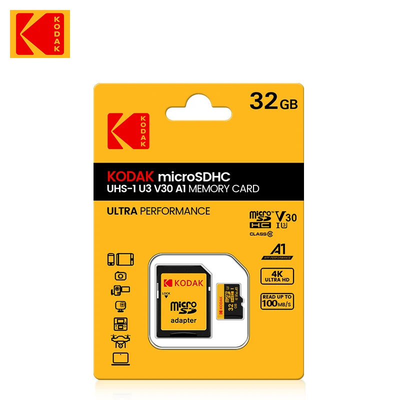 KODAK 100% Original Micro sd Card 16GB 32GB 64GB 128GB 256GB Microsd Memory Card Class10 SDXC U3 4K TF Card for Drone Phone