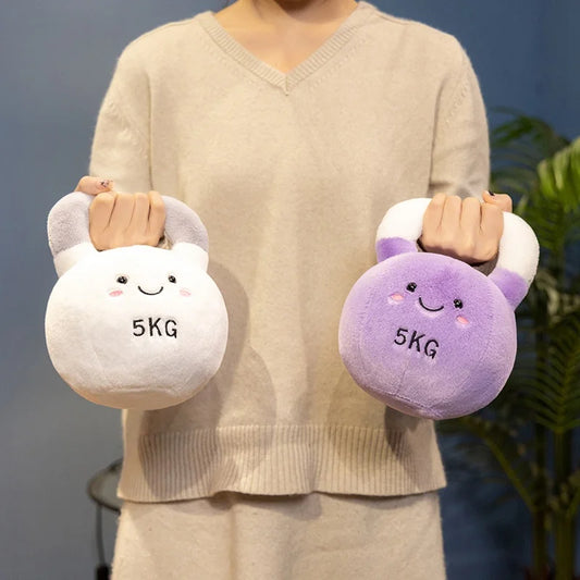 Cartoon Anime Creative Fitness Equipment Dumbbell Dolls Kawaii Kettle Bells Stuffed Plush Toys Children's Handmade Dolls Gifts
