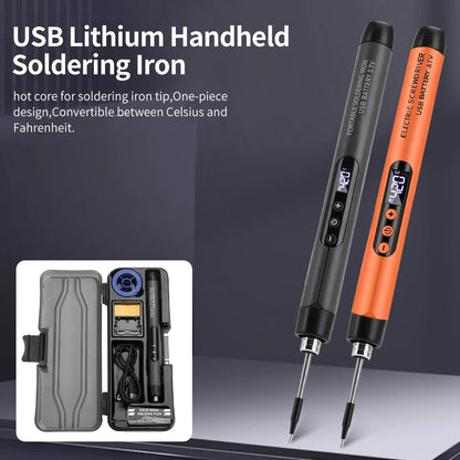 Wireless USB Soldering Iron Kit Replaceable C200S Tip 5-Gear 260-420℃ Auto Sleep Mode 1000mAh Type-C Rechargeable Welding Tool