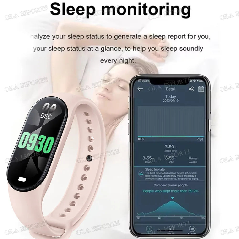 M7 Smart Watch Smartband Heart Rate Smartwatch Fitness Tracker Blood Pressure Waterproof Sport Bracelet Fitness Band 7 Men Women