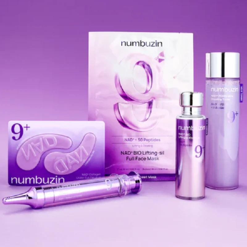 Korean Numbuzin NO.9 NAD+ BIO Skincare Set - Lifting-sil Mask NMN Essence Retinol Eye Cream Lifts Firms Brightens Korean Beauty