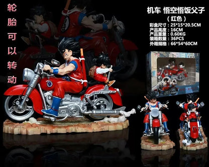 Dragon Ball Super Saiyan Gk Figure Goku Gohan Motorcycle Rotatable Tires Boxed Collectible Model Decor For Anime Collectors