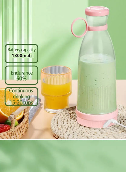 Portable Electric Juicer Cup with 6 Blades USB Mini Milkshake Blender Fresh Fruit Milk Mixing Tool for On-the-Go