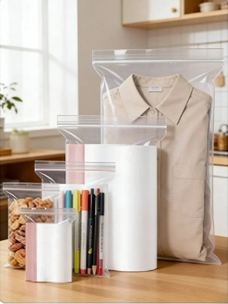 Heavy Duty PE Zipper Bags Waterproof Clear Plastic Seal Bags for Packaging Organizing And Storage