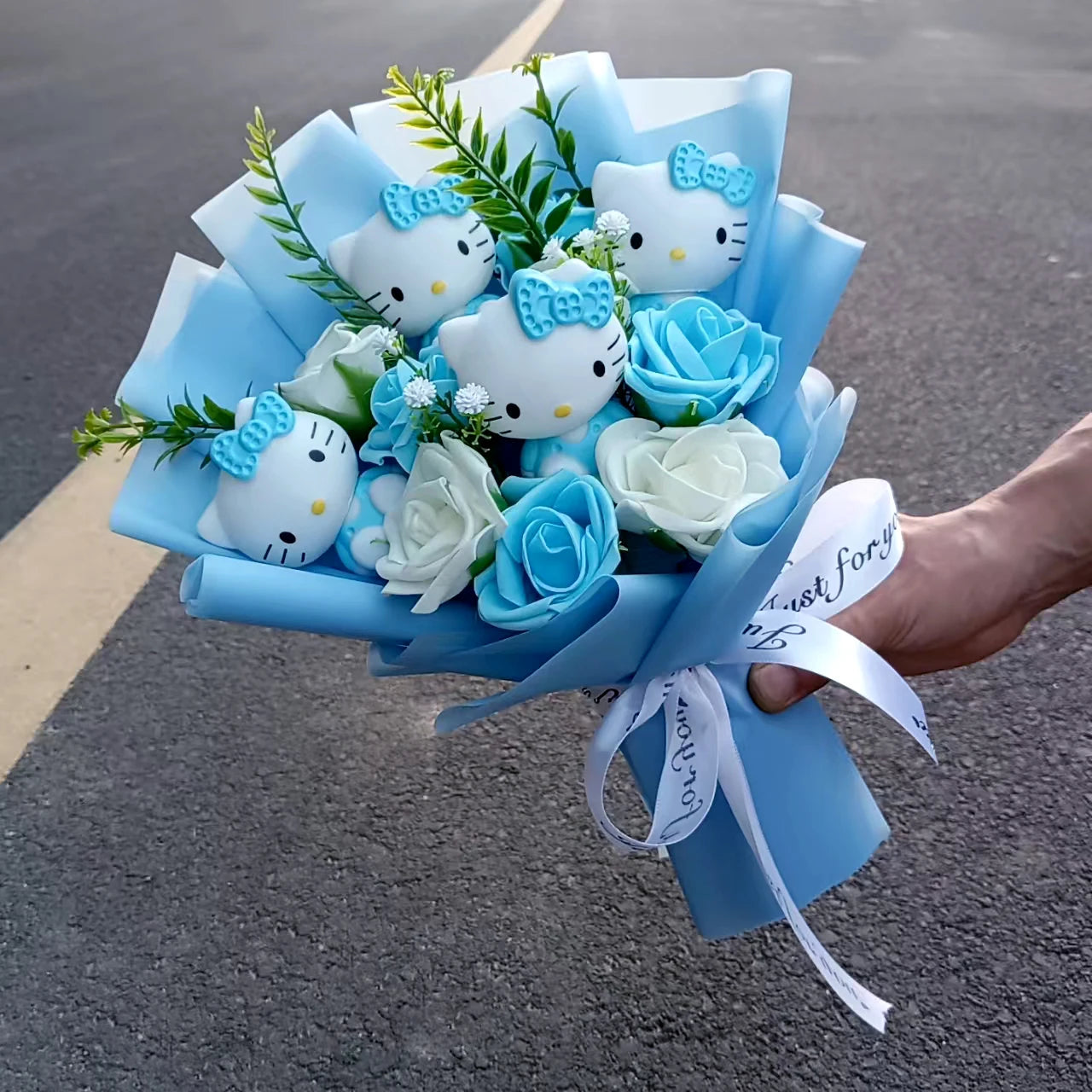 Anime Hello Kitty Cartoon Plush Bouquet Rose Flowers  Soft Plush Doll Home Wedding Decoration Christmas Valentine's Day Gift