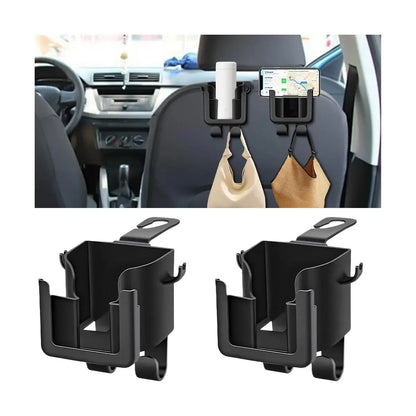 2pcs Multifunctional Car Seat Back Organizer with Cup Holder Phone Mount and Hooks - Fits Most Vehicles Holds Water Bottles