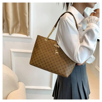 Women Luxury Design Tote Bag Large Capacity Handbag Printing Shoulder Bag Trendy New Shopping Bag Purse