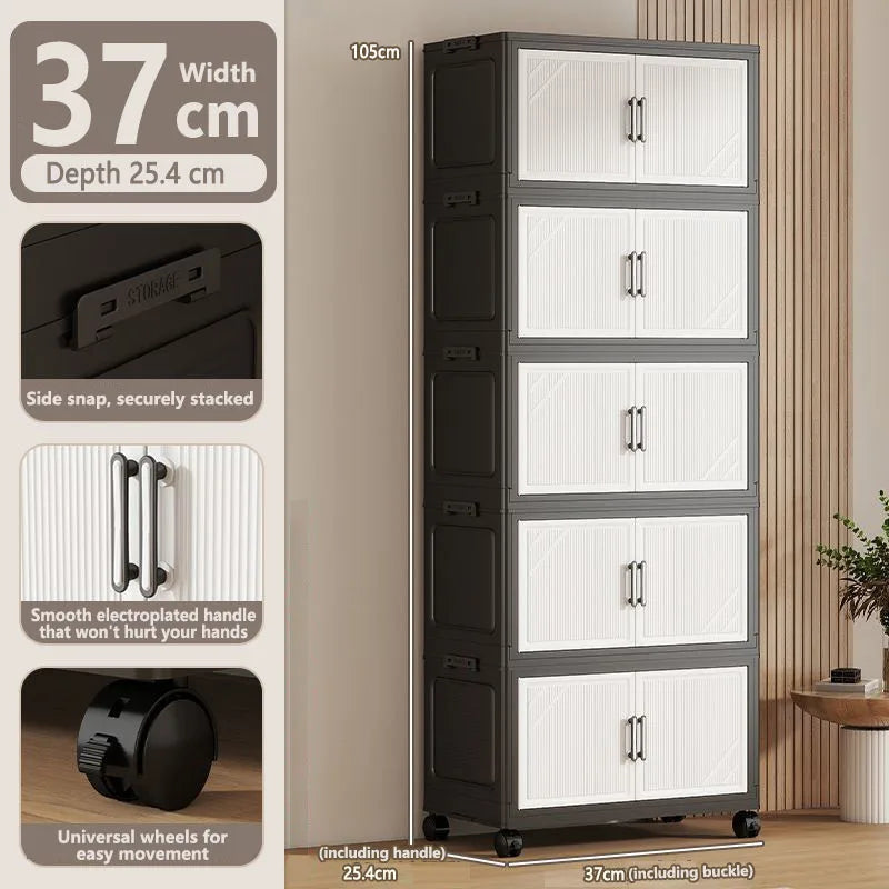 Thickened Multi-layer Storage Cabinet Home Living Room Mobile Organizer for Snacks Toys Miscellaneous Items Storage Cupboard