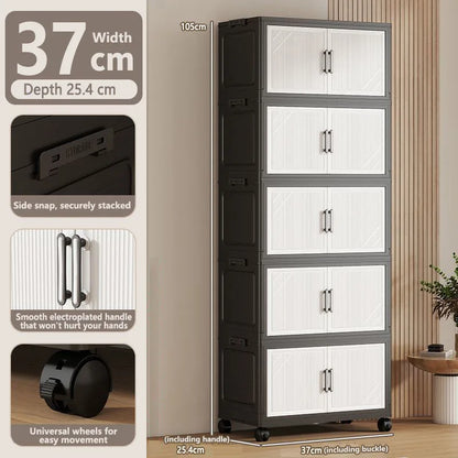 Thickened Multi-layer Storage Cabinet Home Living Room Mobile Organizer for Snacks Toys Miscellaneous Items Storage Cupboard