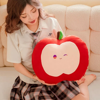 Squishy Red or Green Apple Plush Toy Pillow Stuffed Soft Fruit Apple Doll Cute Huggable Pillow Kids Christmas Birthday Gift