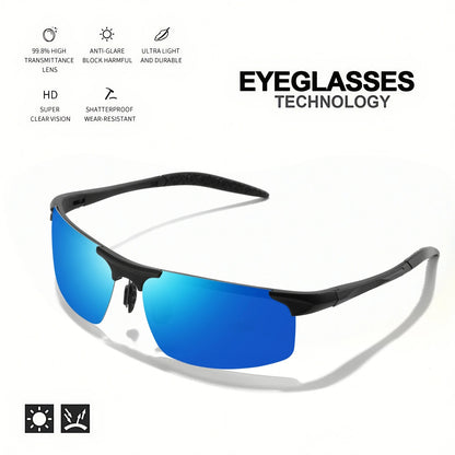Classic Colorful Semi-Rimless Outdoor Polarized Sunglasses - Spring Hinge, UV400 for Driving, Fishing & Daily Use