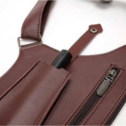 HOMEFISH Double Shoulder Strap Tactical Fishing Bag Waterproof PU Multi-Pocket Outdoor Anti-Theft Crossbody Bag Multi-Purpose