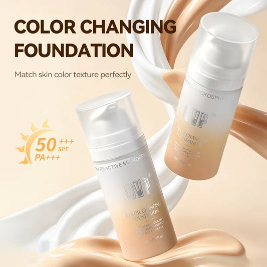 Color-Changing Sunscreen Foundation,Skin Tone Matching,All-Day Long-Lasting Wear,Perfect Base for Flawless Makeup