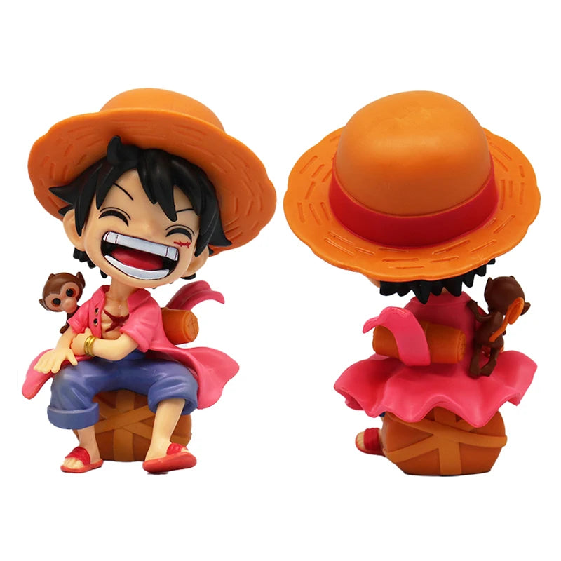Anime peripheral series new ONE PIECE Luffy Solon Sanji Q-version sitting posture model figurine toy for children birthday gifts
