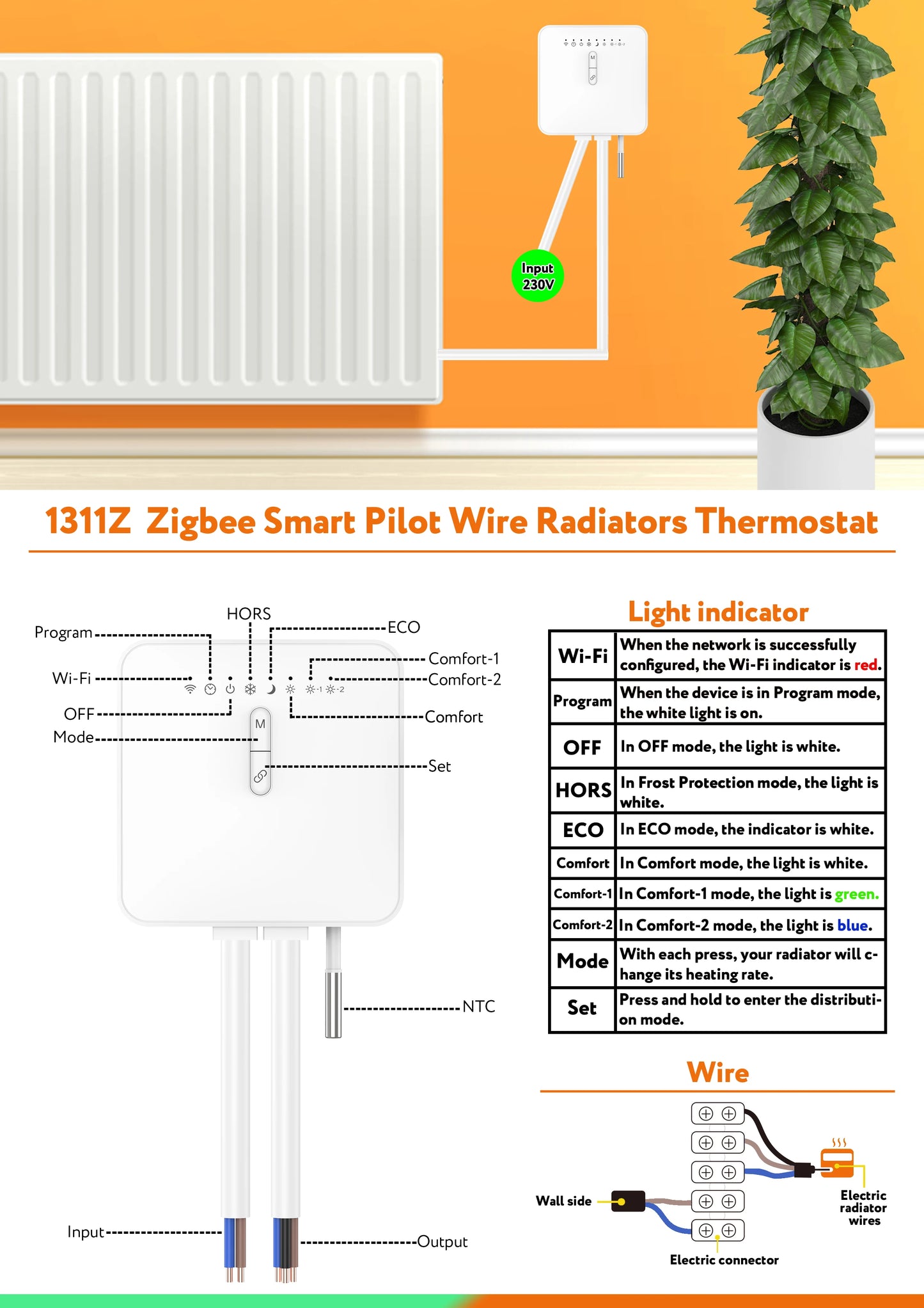 Tuya ZigBee Smart Thermostat For Pilot Wire Heating Radiator Support Ecowatt Electricity Monitoring Remote Control Alexa Google