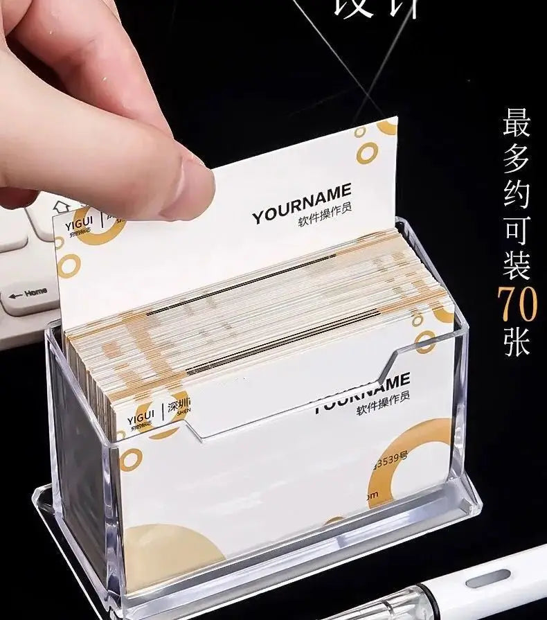 Business Card Stand Creative Transparent Acrylic Card Storage Box Business Large Capacity Card Box