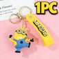 1/3/7/14PCS New Popular Anime Minions Keychain Cartoon PVC Children Toy Gift Cute Key Ring School Bag Pendant Car Key Chain
