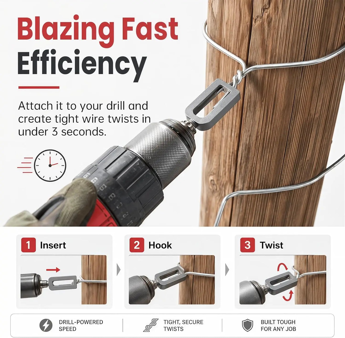 1/2pcs Large Diameter Multi-Functional Wire Twisting Tool Standard Hexagonal Shank Compact Size Iron Wire Knotting Connector