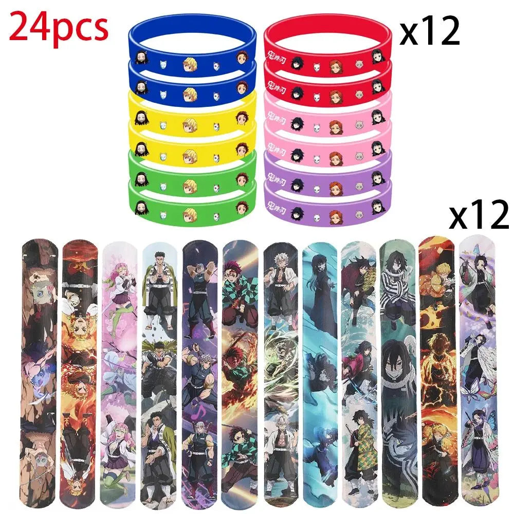 Anime Demon Birthday Theme Gifts Bags Keychain tattoo sticker Demon Slayer Candy Bags Packaging Giveaway Party Favors Gifts Supp