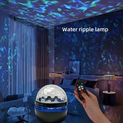 Galaxy Starry Projector LED Night Light Remote Control RGB Water Wave 7 Modes USB Plug-in Galaxy Lamp Bedroom Party Bar Decor