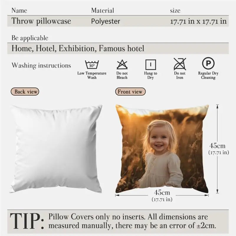 Custom Cushion Cover With Pictures Logo DIY Customized Throw Pillow Case Home Decorative Wedding Pets Baby Print Pillowcase