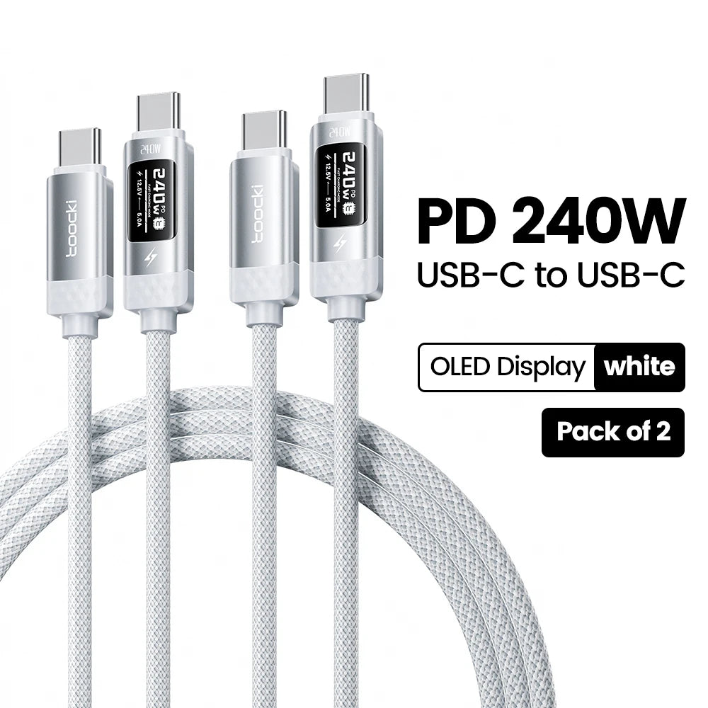Toocki X111 240W USB C Cable Fast Charging PD3.1 OLED Digital Display Type C to Type C Cable For Macbook iPhone 17 Samsung S25