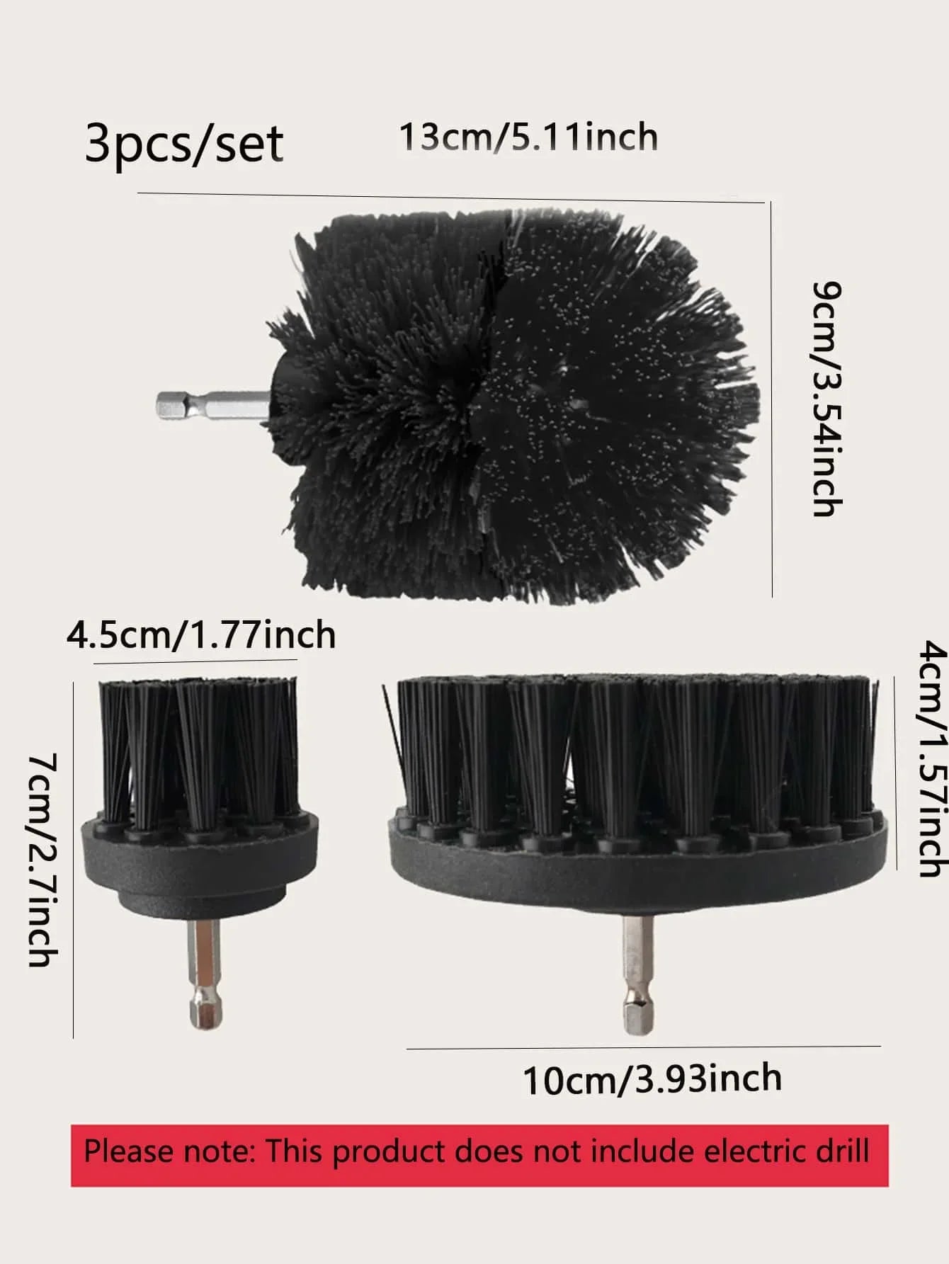3Pcs/Set Electric Scrubber Brush Drill Brush Kit Plastic Round Cleaning Brush For Carpet Glass Car Tires Nylon Brushes