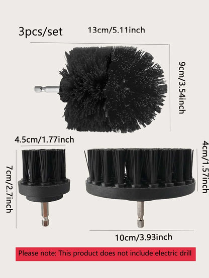 3Pcs/Set Electric Scrubber Brush Drill Brush Kit Plastic Round Cleaning Brush For Carpet Glass Car Tires Nylon Brushes