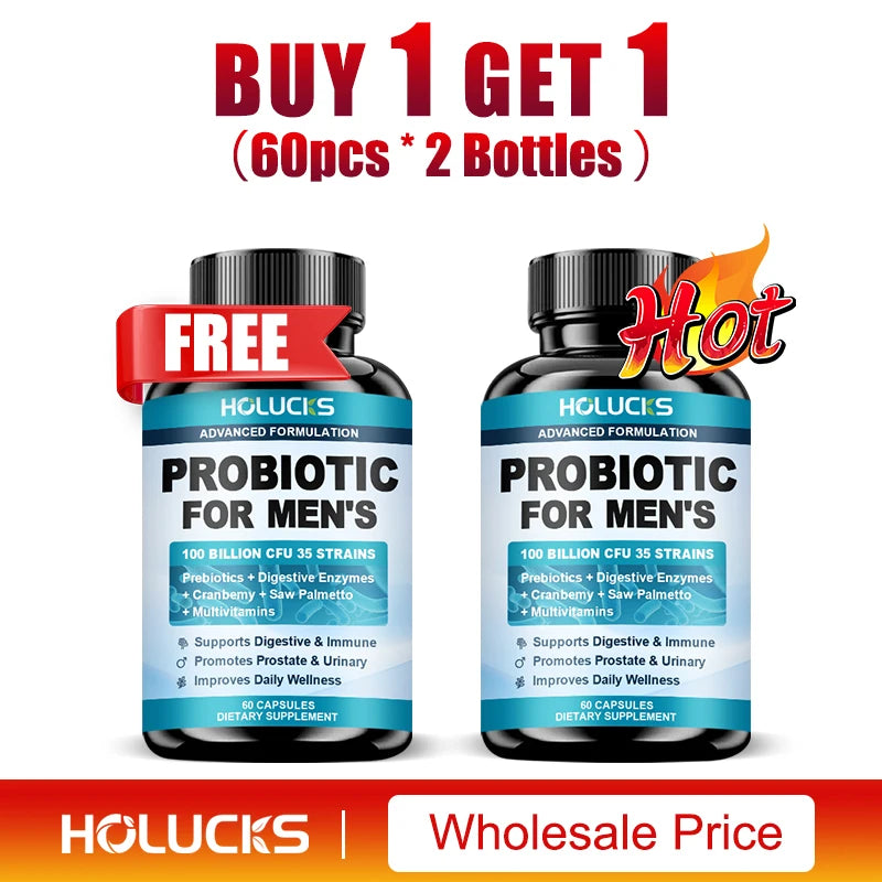 Probiotics Capsules for Men, Nutritional Absorption, Digestion, Immune Support, Prostate & Urinary Health, Reduce Bloating