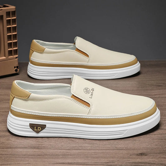 Men's Loafers for Spring, Large Size, Round-Toe Men's Moccasins, Slip-On Casual Shoes, Simple and Lightweight