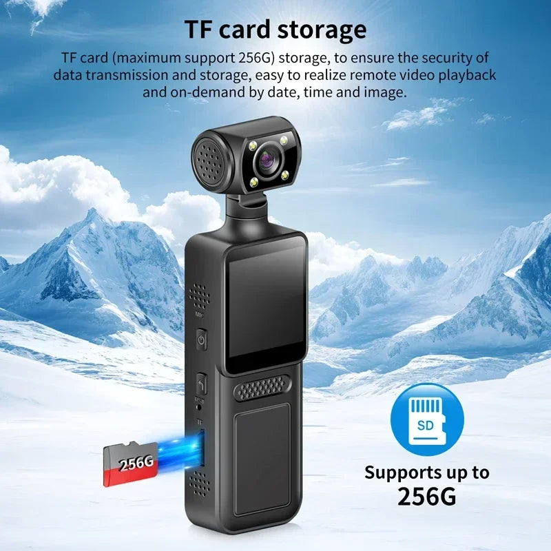 Lenovo 8K HD Handheld Pocket Camera 180 ° Rotating Mini Portable Camera Wearable Night Vision Outdoor Sports Camera 2026 New