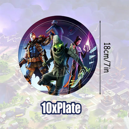 Fortnite Theme Birthday Party Decorations Shooting Game Balloon Cup Plate Tablecloth Banner Baby Shower Kid Favors Supplies Gift