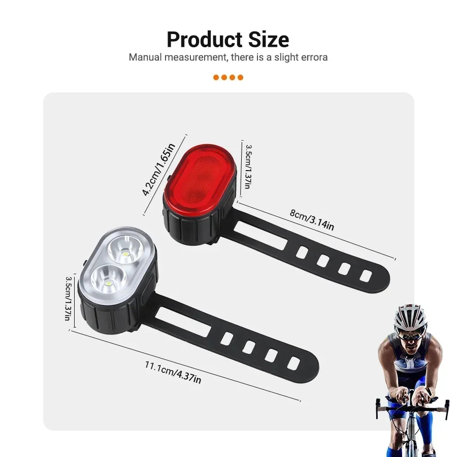 USB-C Rechargeable Bicycle Lights Bike Safety Warning Lamp Outdoor Waterproof Cycling Flashlight For Mountain And Road Bikes