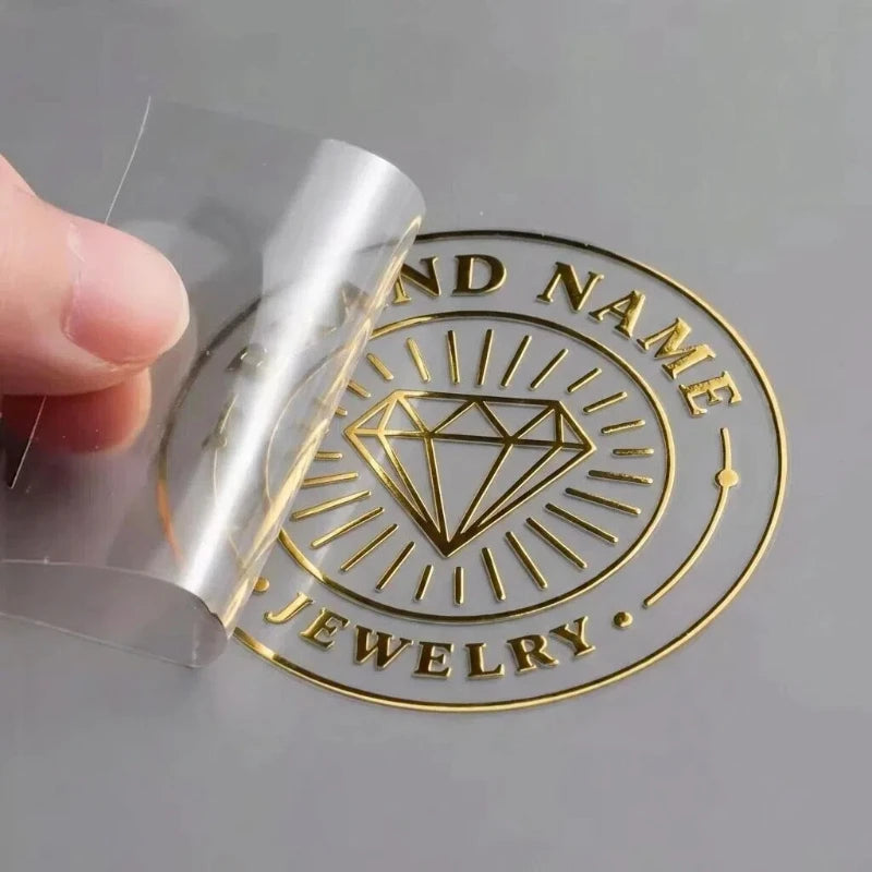 100pcs Custom Stickers Shiny Gold Personalized Transfer Stickers 3D Logo UV Metal Silver Sticker Wedding Labels Company Brand
