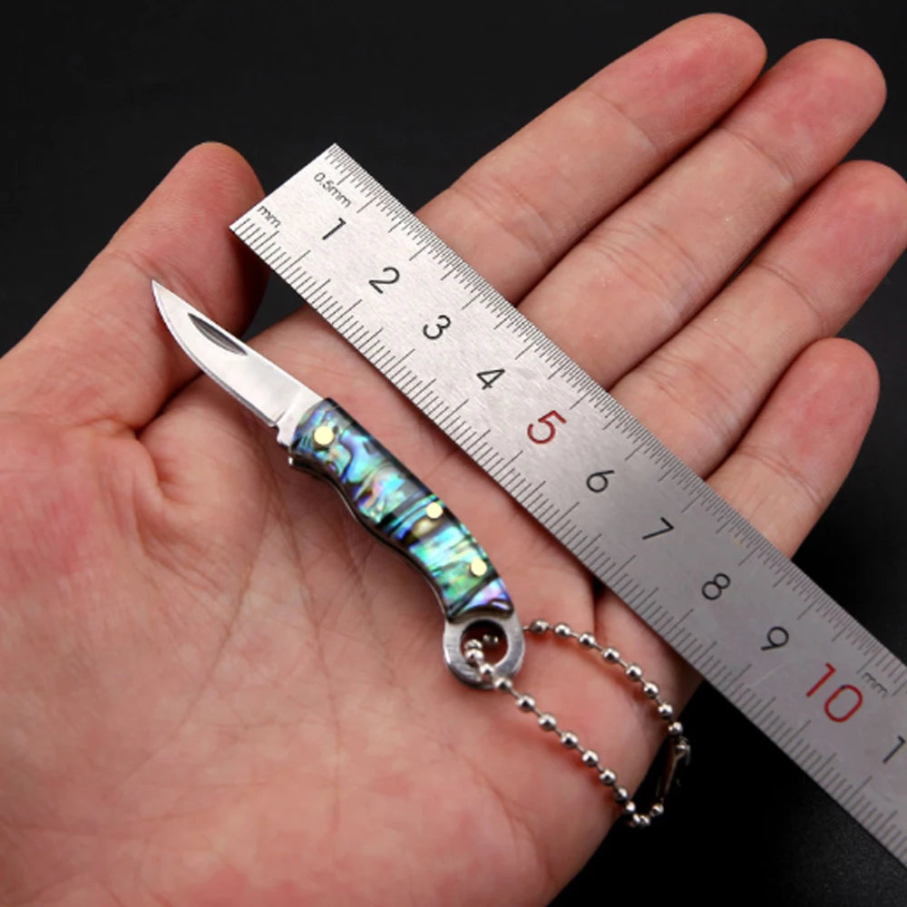 MINI Shell Brass Folding Knife Pocket Keychain Portable Resin Steel Knives Survival EDC Tool Cutter Peeler Hunting Gift