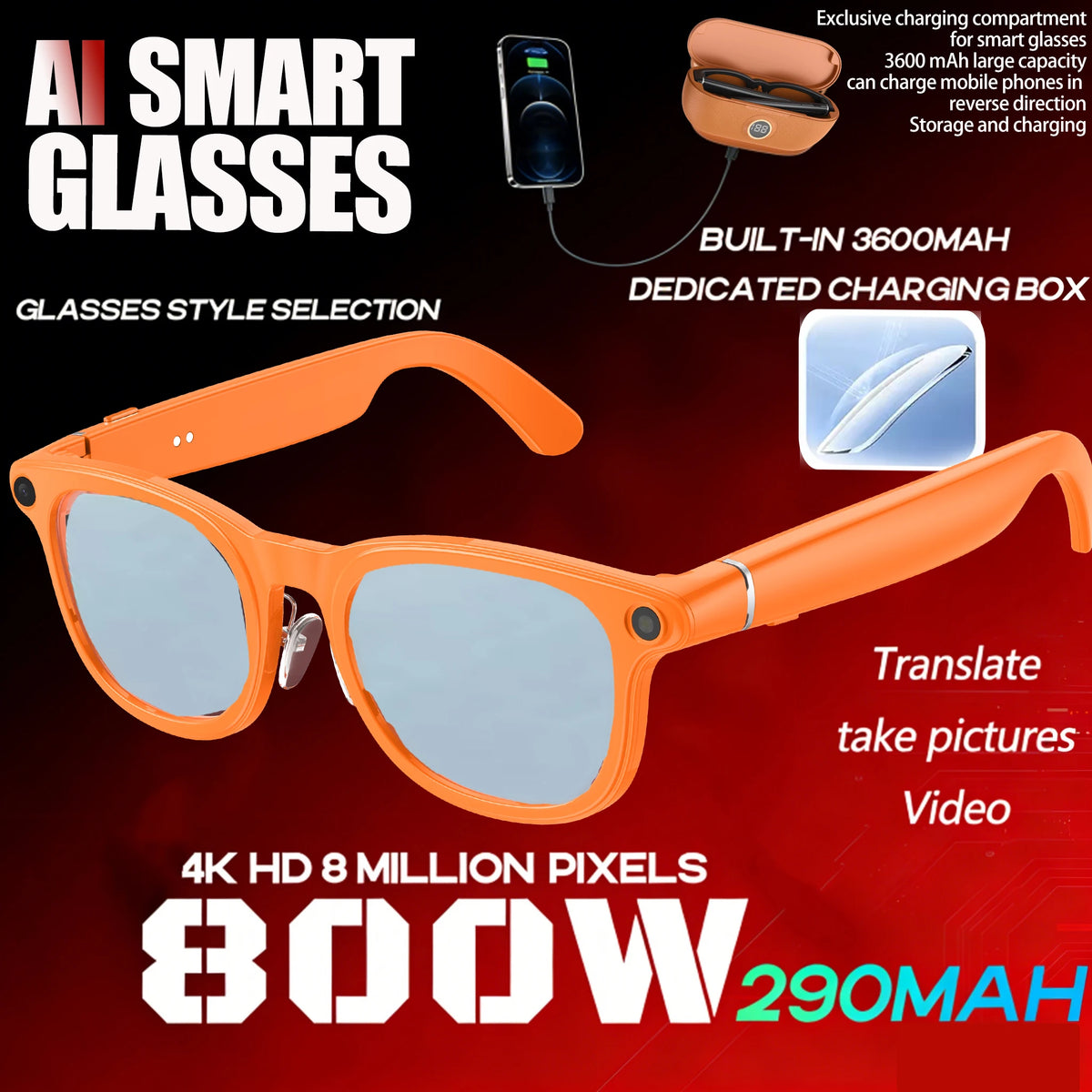 2026New AI Smart Glasses Minimalist Premium Bluetooth Calling Real-time Translation/4K Video Ultra-light TR90 Compatible Eyewear