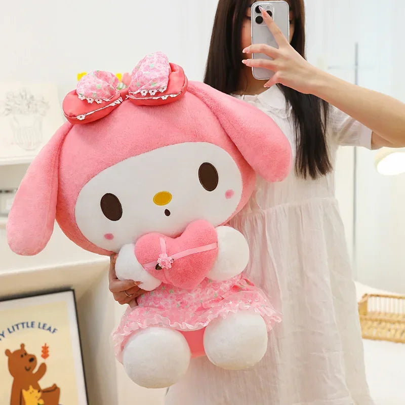 60cm Sanrio Kuromi Melody Hello Kitty Plush Toy Kawaii Cartoon Big Size KT Cat Plush Doll Soft Stuffed Pillow Kids Birthday Gift