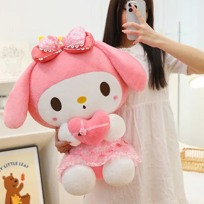 60cm Sanrio Kuromi Melody Hello Kitty Plush Toy Kawaii Cartoon Big Size KT Cat Plush Doll Soft Stuffed Pillow Kids Birthday Gift