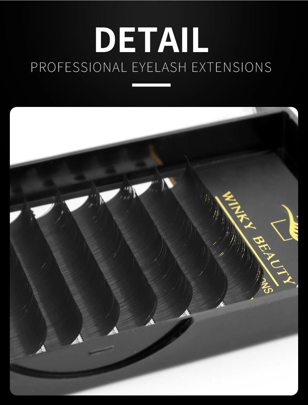 Winky Beauty Flat Ellipse Eyelash  Matte Pure Black Color Super Soft Gentle Natural Eyelash Extension Flat Shape Lashes