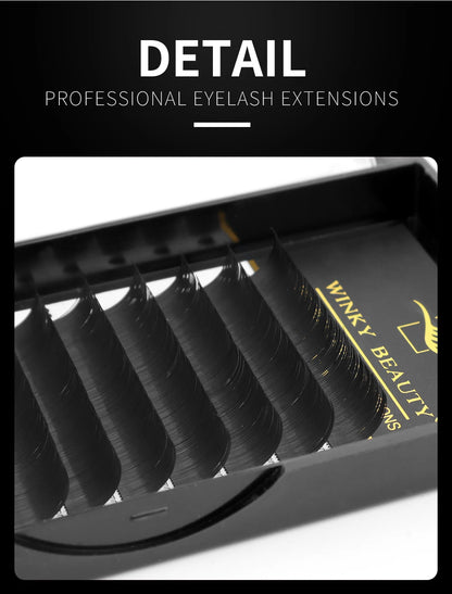 Winky Beauty Flat Ellipse Eyelash  Matte Pure Black Color Super Soft Gentle Natural Eyelash Extension Flat Shape Lashes