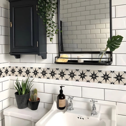 10x200cm Baseboard Sticker Moroccan Mosaic Tile Style Wall Border Sticker DIY Kitchen Bathroom Decoration Waistline Wall Sticker
