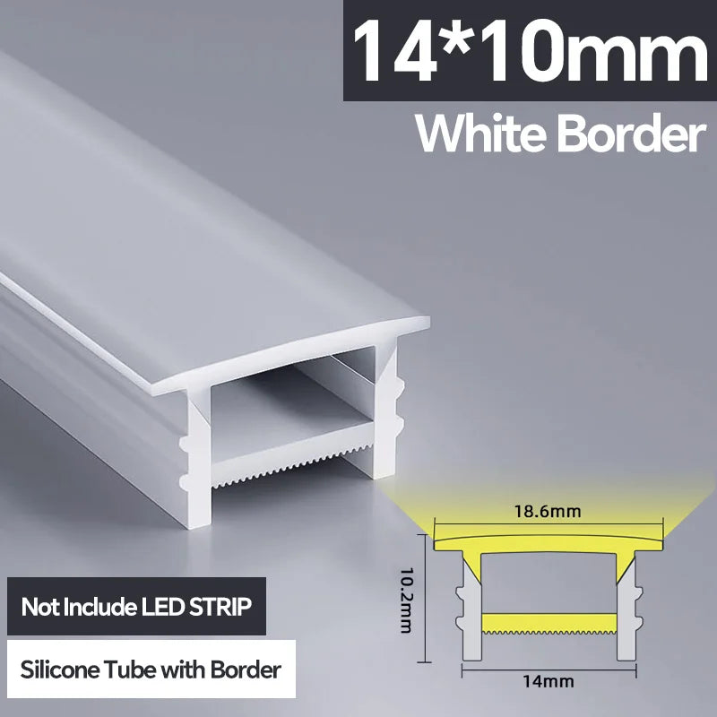1M-10M LED Neon Rope Tube Soft Silicone Diffuser Channel Black/White Flexible Ribbon Strip Light for Recessed Channel