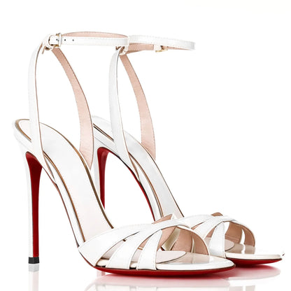 European and American style12cm cross strap pointed high heels for women, ultra-fine heels,straight buckle strap fashion sandals