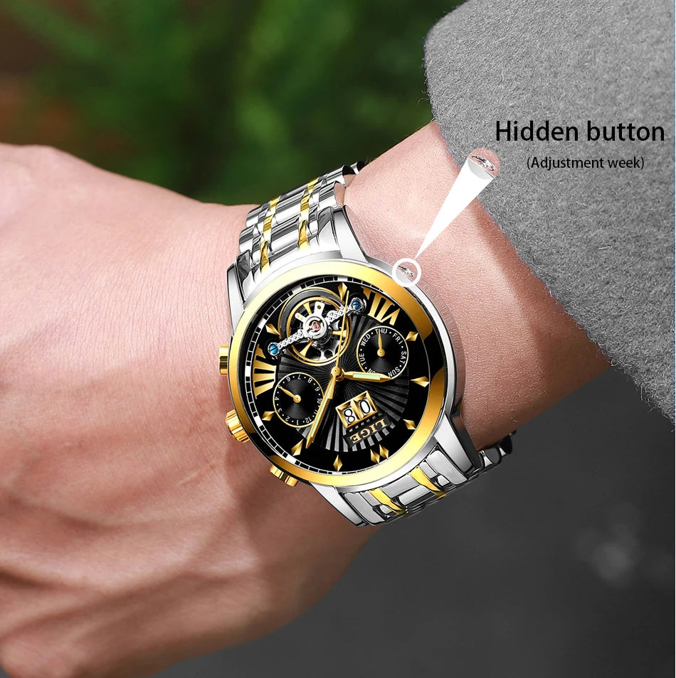 2026 LIGE Automatic Mechanical Wrist Watches For Men Top Brand Luxury Tourbillon Men Watch Fashion Business Waterproof Watch Men