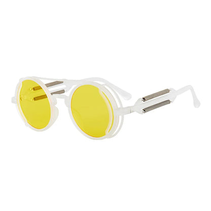 Klasyczne gotyckie okulary przeciwsłoneczne Steampunk Luksusowa marka Projektant Wysokiej jakości męskie i damskie retro okrągłe okulary przeciwsłoneczne z oprawką z PC