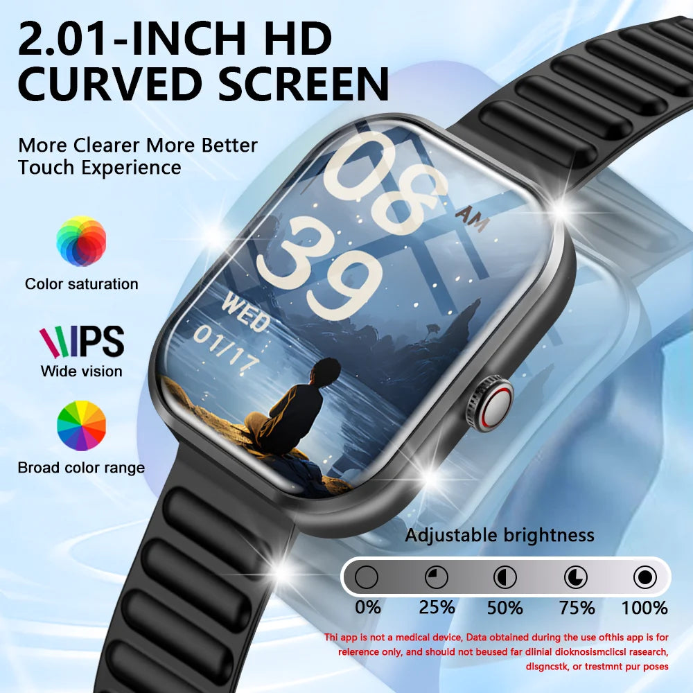 LAXASFIT 2026 Smart Watch Men's Full Touchscreen Bluetooth Call Sports Fitness Tracking Smart Wristwatch Women's Watch